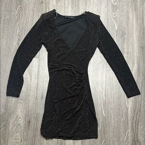 Sabora Black Sparkle Long Sleeve Dress